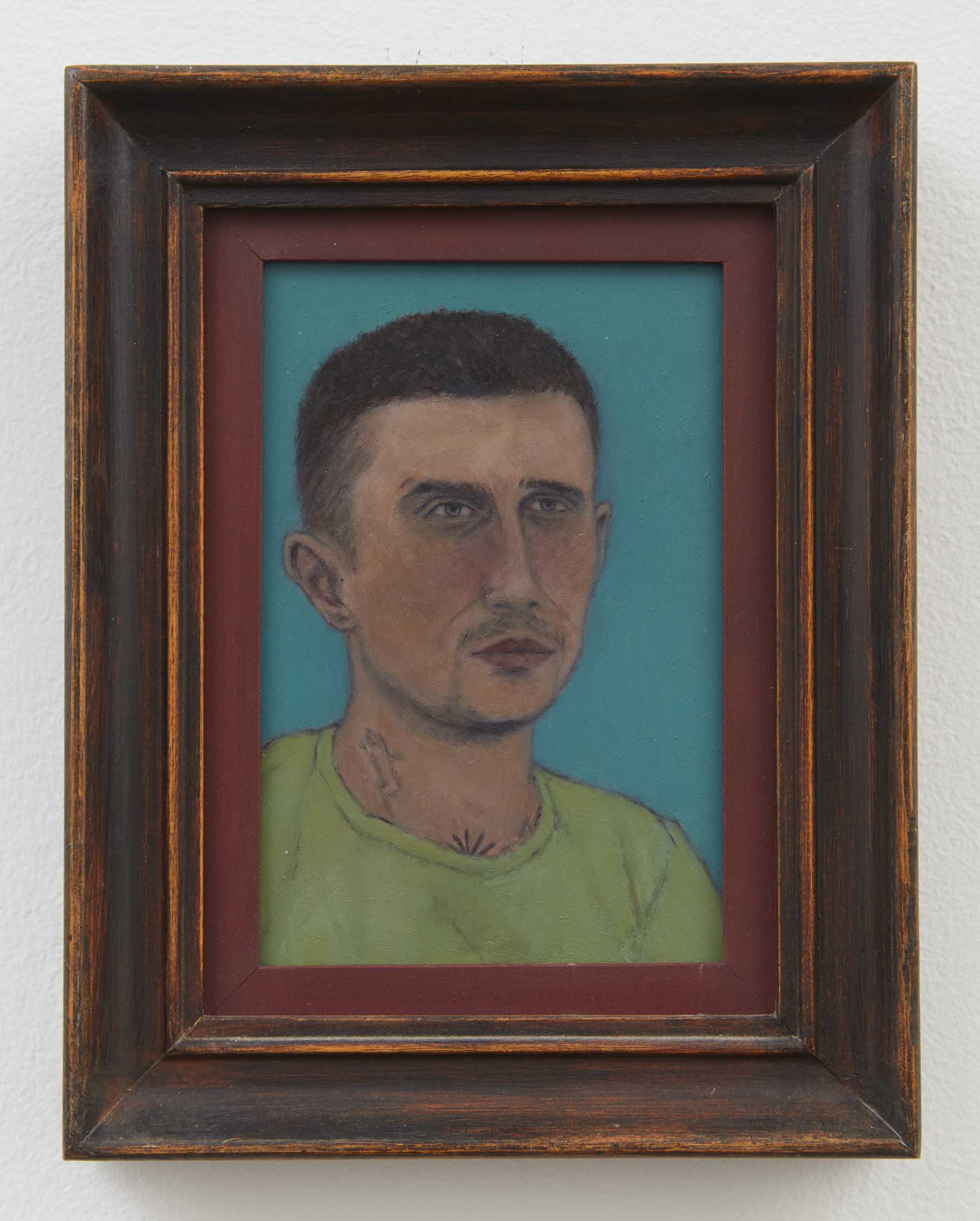 Max Jahn, <i>Dylan Kraus</i>, 2024. Oil on copper in artist's frame, 8 7/8 x 6 7/8 x 1 3/8 in (22.5 x 17.5 x 3.5 cm)